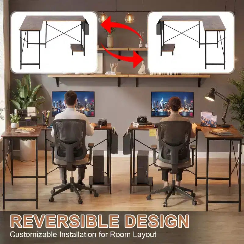 Bureau d'ordinateur moderne en L