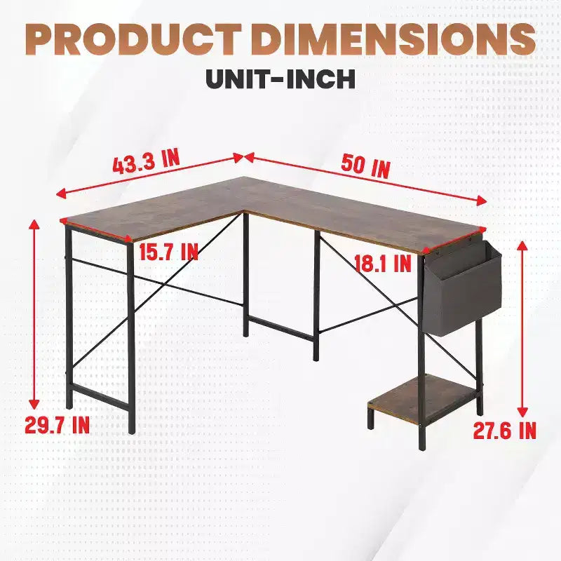 Bureau d'ordinateur moderne en L