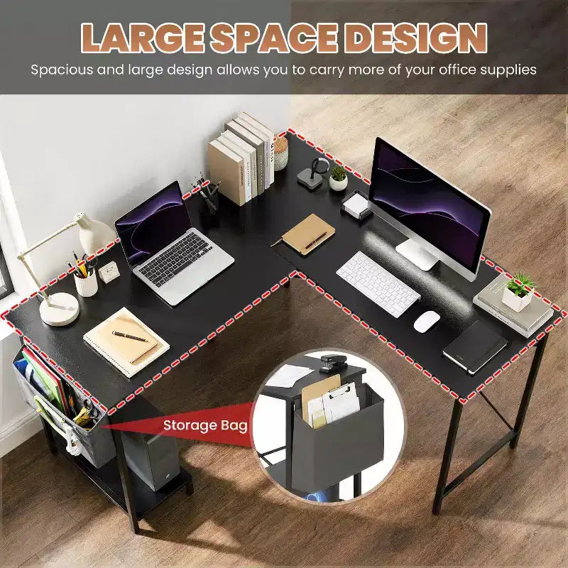 Bureau d'ordinateur moderne en L
