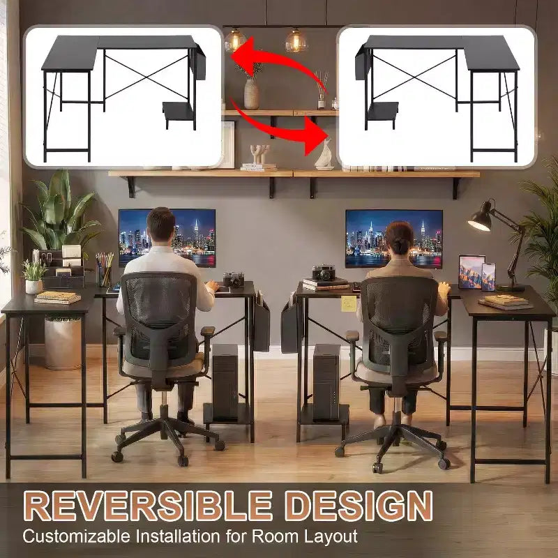 Bureau d'ordinateur moderne en L