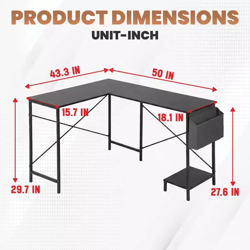 Bureau d'ordinateur moderne en L