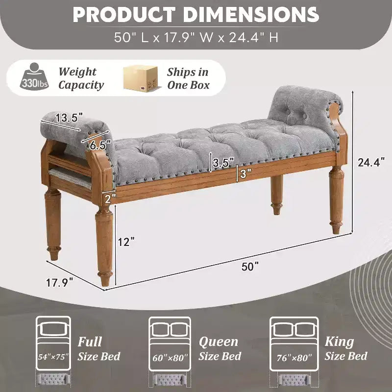Banc en hévéa de style milieu de siècle