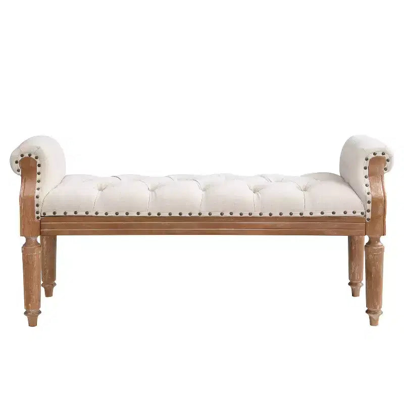 Banc en hévéa de style milieu de siècle