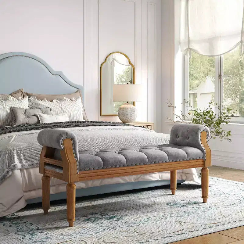 Banc en hévéa de style milieu de siècle