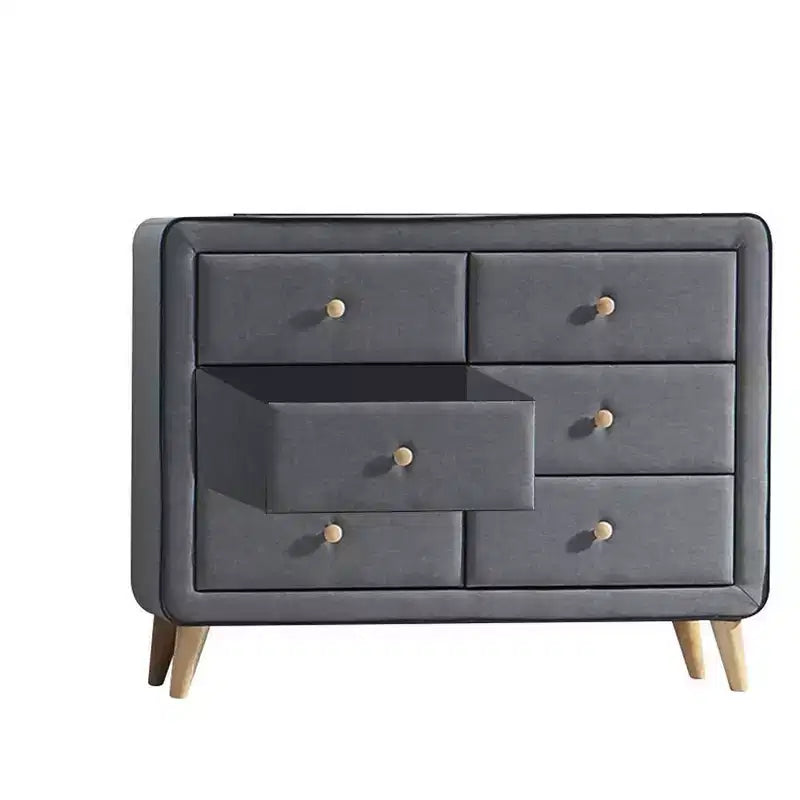 43" Valda Dresser Light Gray Fabric - Acme Furniture: Bedroom Storage with 6 Drawers Metal Glides