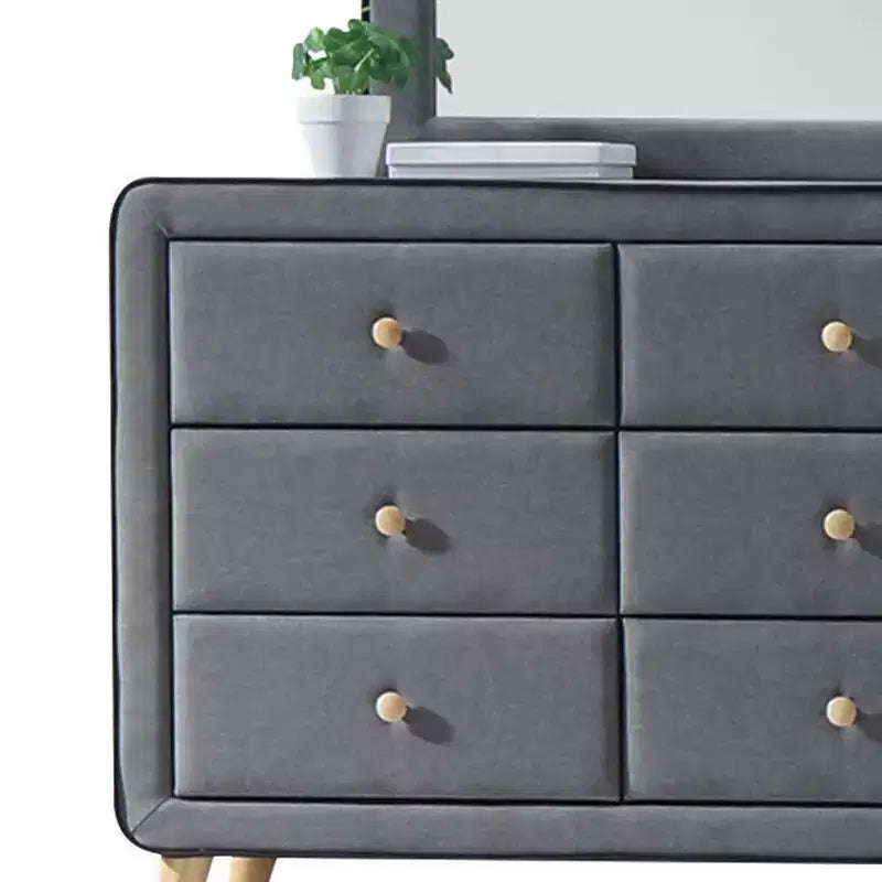 Commode Tissu Gris Clair