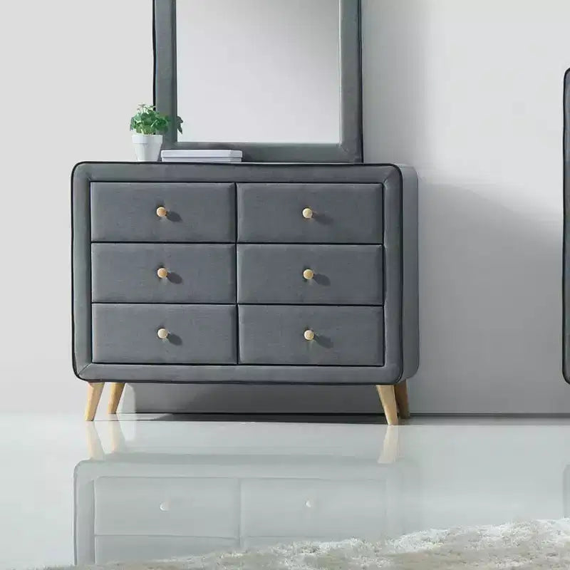 Commode Tissu Gris Clair