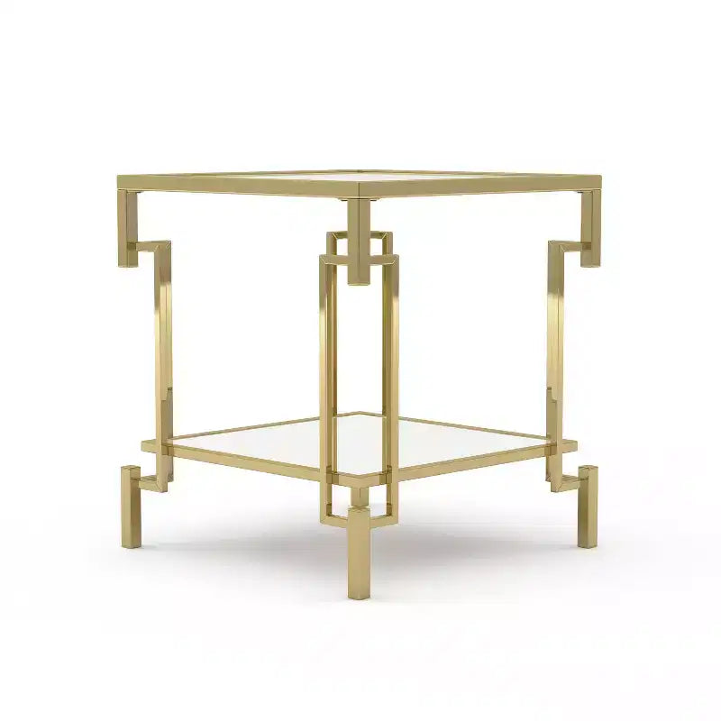 Table d'appoint contemporaine carrée à plateau en verre Champagne
