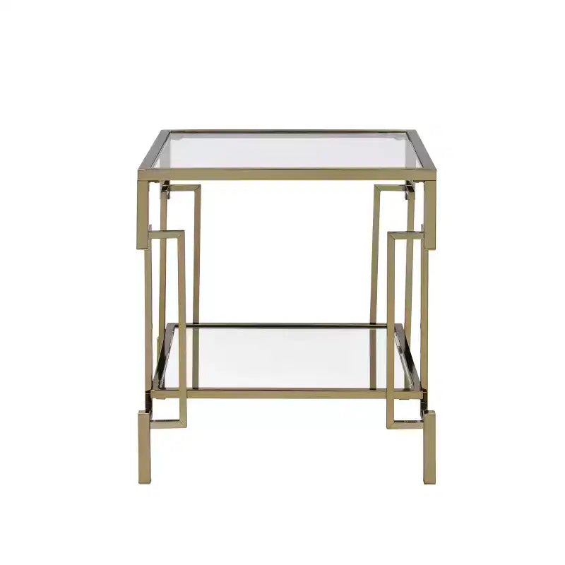 Table d'appoint contemporaine carrée à plateau en verre Champagne