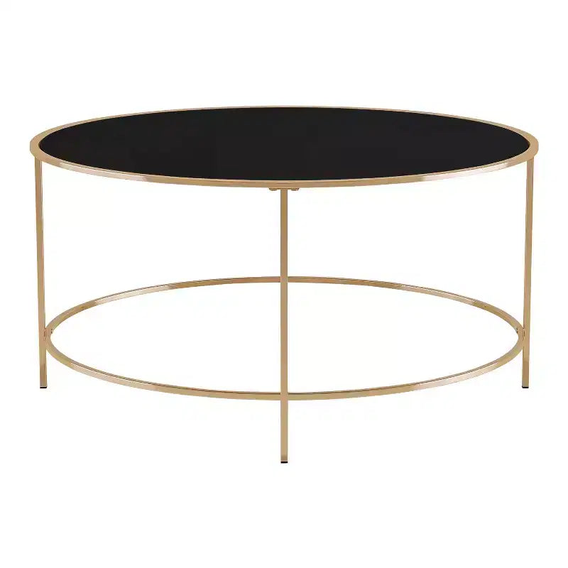 Table basse ronde avec plateau en verre