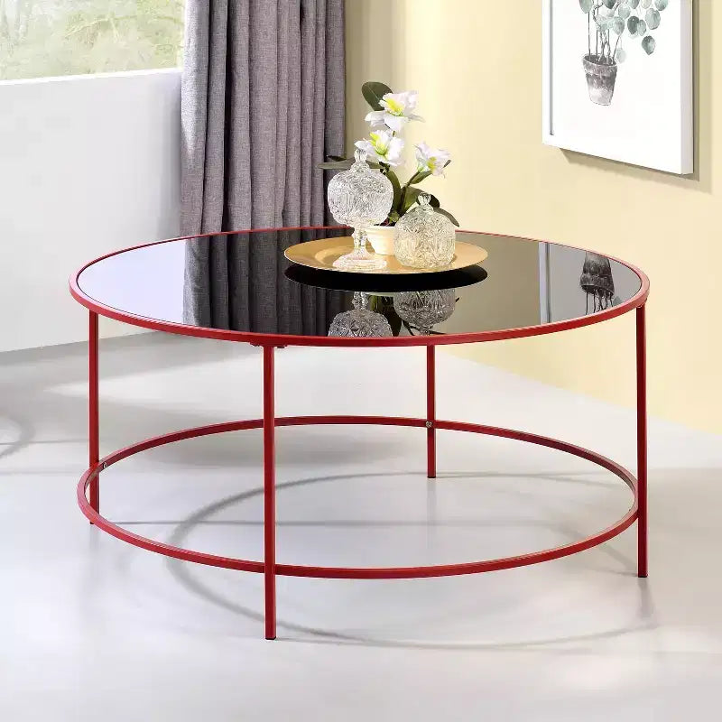 Table basse ronde avec plateau en verre