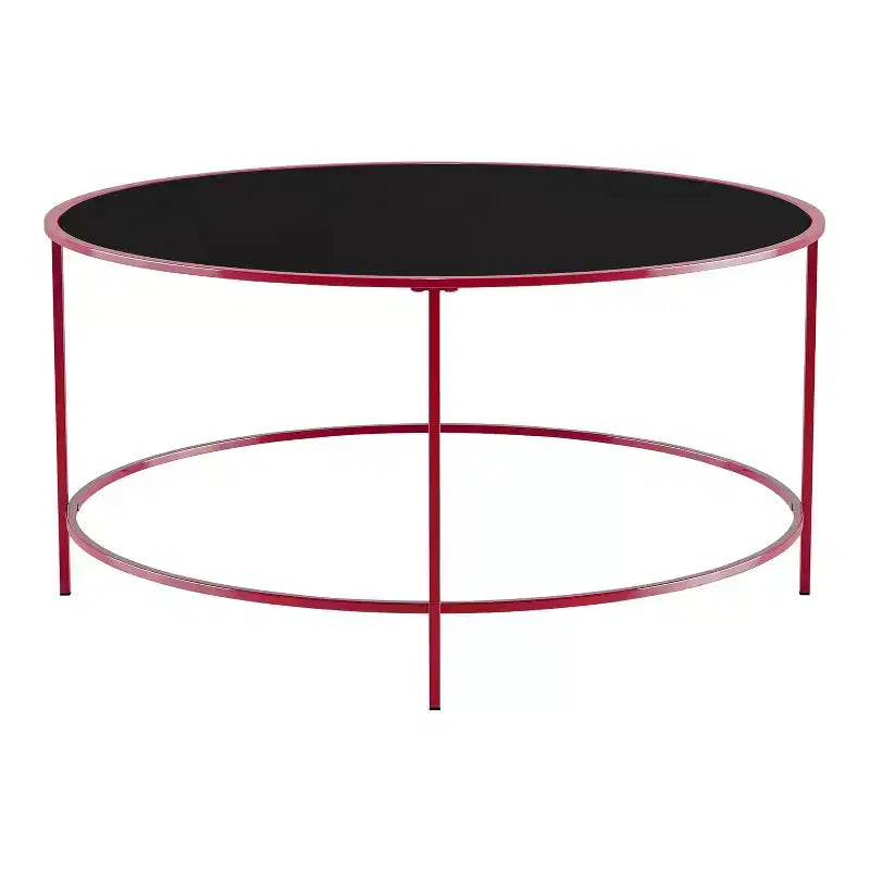 Table basse ronde avec plateau en verre
