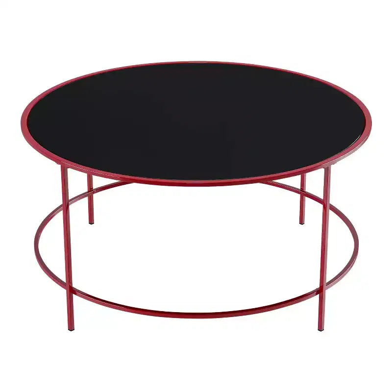 Table basse ronde avec plateau en verre