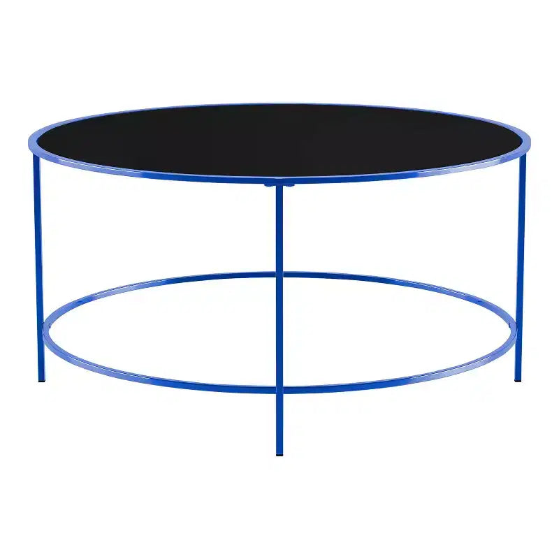 Table basse ronde avec plateau en verre