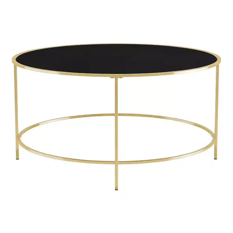 Table basse ronde avec plateau en verre
