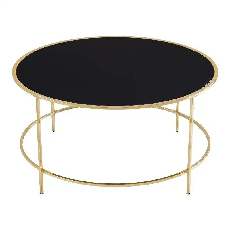 Table basse ronde avec plateau en verre