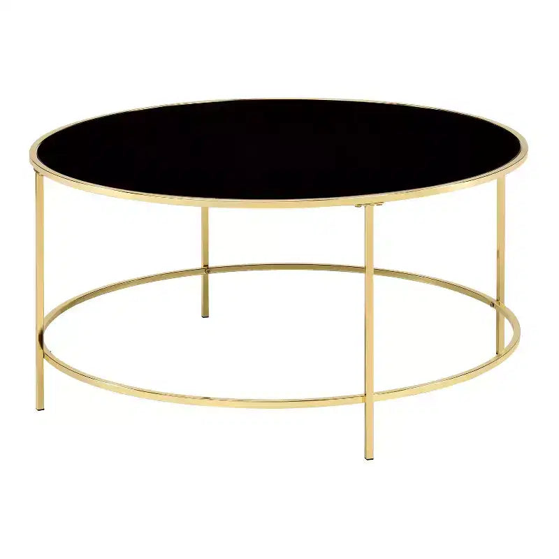 Table basse ronde avec plateau en verre