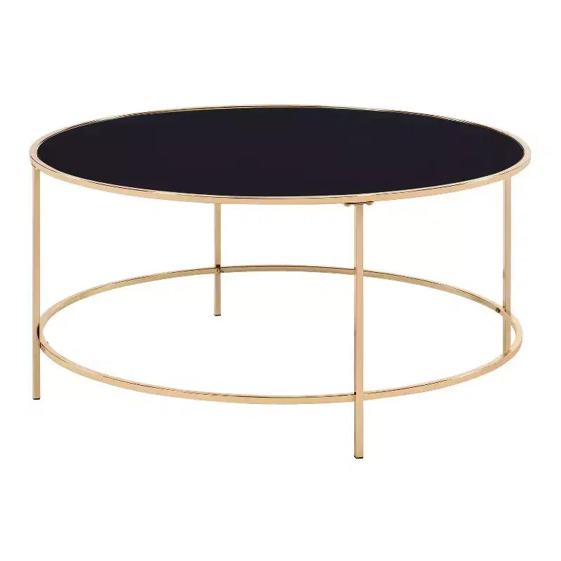 Table basse ronde avec plateau en verre