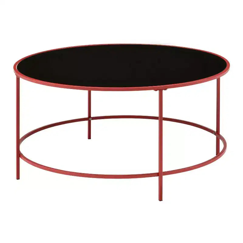 Table basse ronde avec plateau en verre