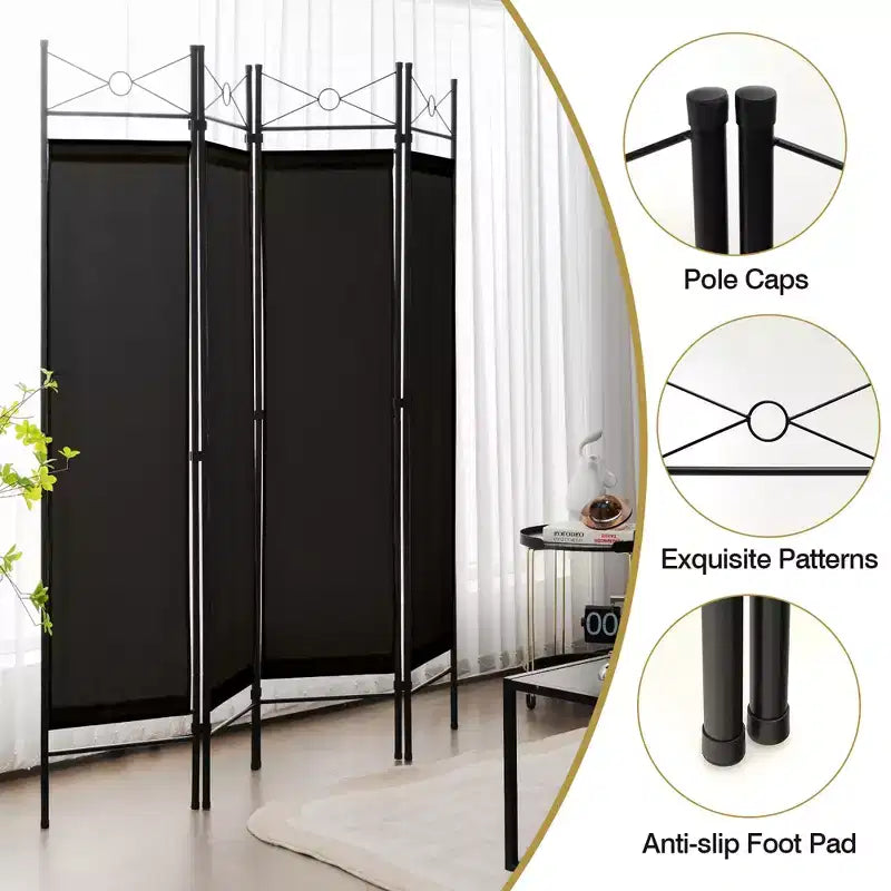 Paravent pliable à 4 panneaux Cloison de séparation autoportante