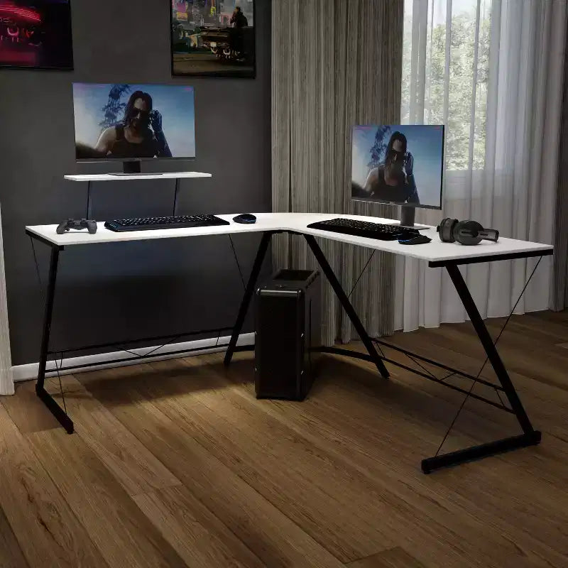 Bureau d'ordinateur en L Bureau de jeu