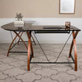 Bureau d'angle en L pour ordinateur avec plateau en verre